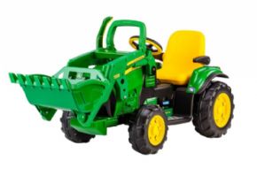 Tractor de Pedales rollyFarmtrac John Deere 6210R con pala y Remolque de 2  Ejes