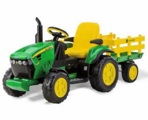 TRACTOR ELECTRICO A BATERIA JOHN DEERE CON REMOLQUE - PEG PEREGO -