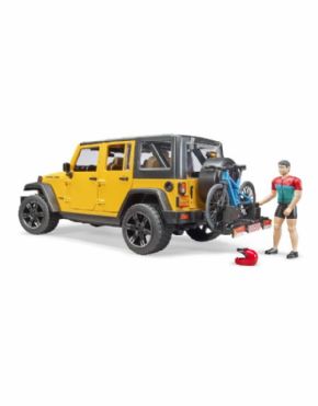 Jeep Wrangler Rubicon Unlimited con bicicleta de montaa y ciclista Bruder