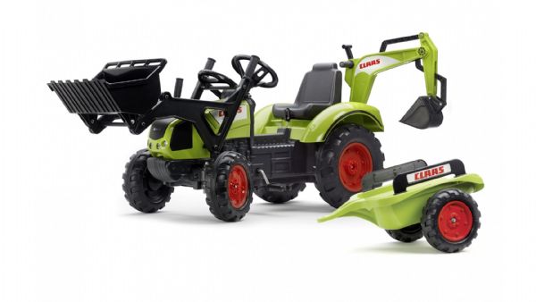 TRACTOR DE PEDALES CLAAS ARION 430 CON PALA, EXCAVADORA Y REMOLQUE