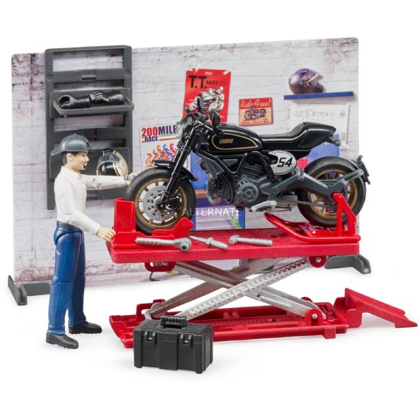 TALLER MECNICO MOTOS BRUDER CON MOTO DUCATI-  BWORLD - 