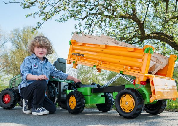 Tractor De Juguete Con Remolque – Carrocería Metálica, Cabina Desmontable, Caja Basculante, Ruedas De Goma, Enganche Para Remolque, Ideal Para Juegos Agrícolas