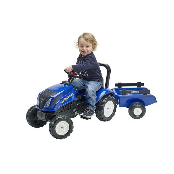 TRACTOR DE PEDALES NEW HOLLAND T6 CON REMOLQUE
