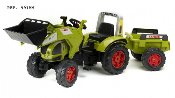 Tractor a pedales claas axos con pala excavadora y remolque outlet