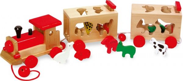 TREN DE MADERA CON ANIMALES