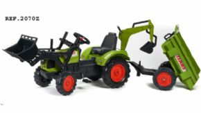 TRACTOR DE PEDALES CLAAS ARION 430 CON PALA, EXCAVADORA Y REMOLQUE