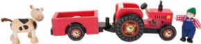 TRACTOR DE MADERA CON REMOLQUE