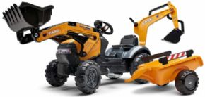 TRACTOR DE PEDALES CASE CONSTRUCCION CON EXCAVADORA+ REMOLQUE+ PALA