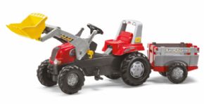 TRACTOR DE PEDALES ROLLYTOYS CON PALA Y REMOLQUE 