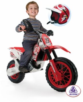 MOTO DE ENDURO ELECTRICA CON CASCO 6V