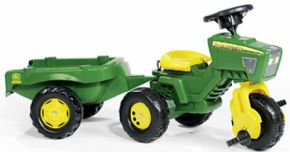 TRACTOR DE 3 RUEDAS CON REMOLQUE JOHN DEERE