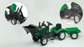 TRACTOR DE PEDALES FALK LANDER Z160X+REMOLQUE+PALA