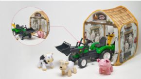 TRACTOR DE PEDALES+ PALA+ EXCAVADORA+ REMOLQUE+ GARAJE+ ANIMALES