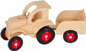 TRACTOR CON REMOLQUE DE MADERA