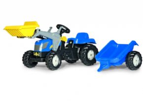 TRACTOR DE PEDALES NEW HOLLAND T7040 CON PALA Y REMOLQUE