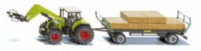 TRACTOR CLAAS CON GANCHO Y REMOLQUE DE PACAS